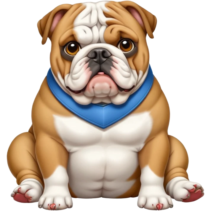 English bulldog sitting next to a permit emoji