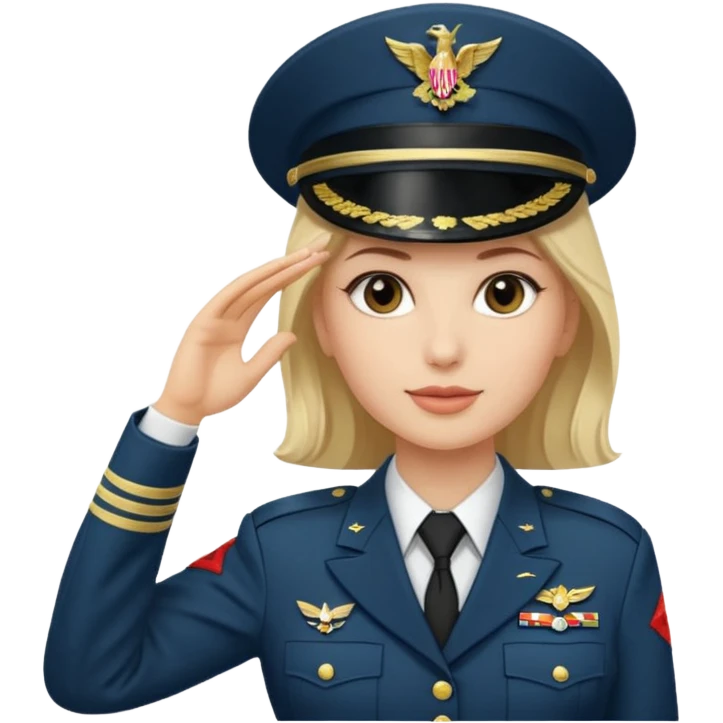 Teniente coronel mujer saludando emoji