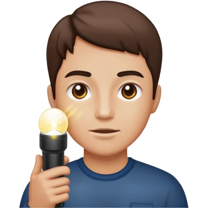 Night time story with flash light shining up on face emoji