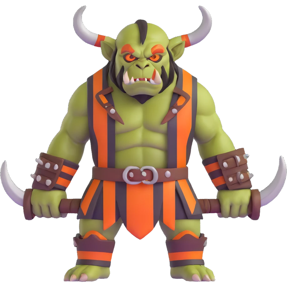 Tiger orc with tusks and orange stripes emoji