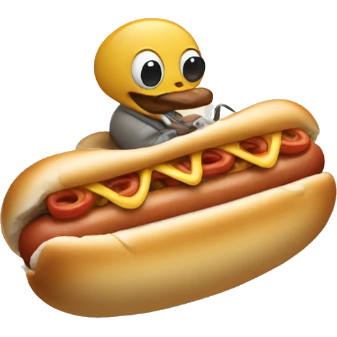 Clam riding a hotdog emoji