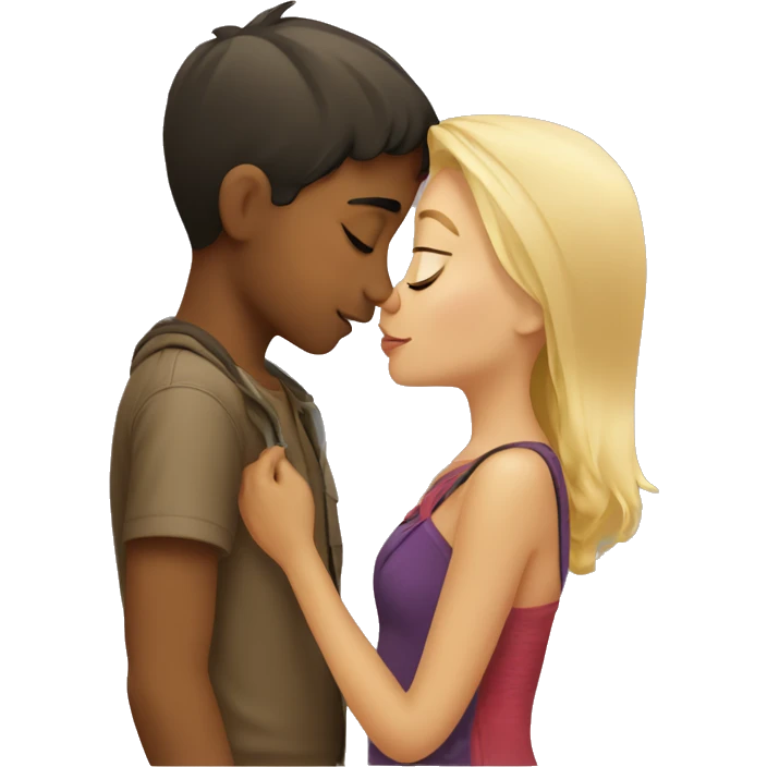blonde girl kisses peruvian boy emoji