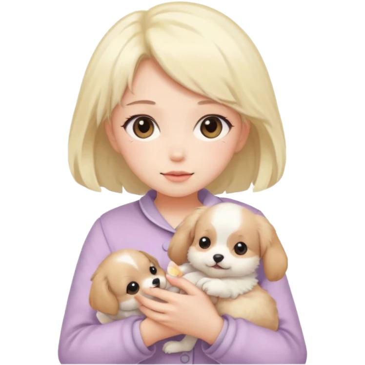 Pastel anime lady holding puppy emoji