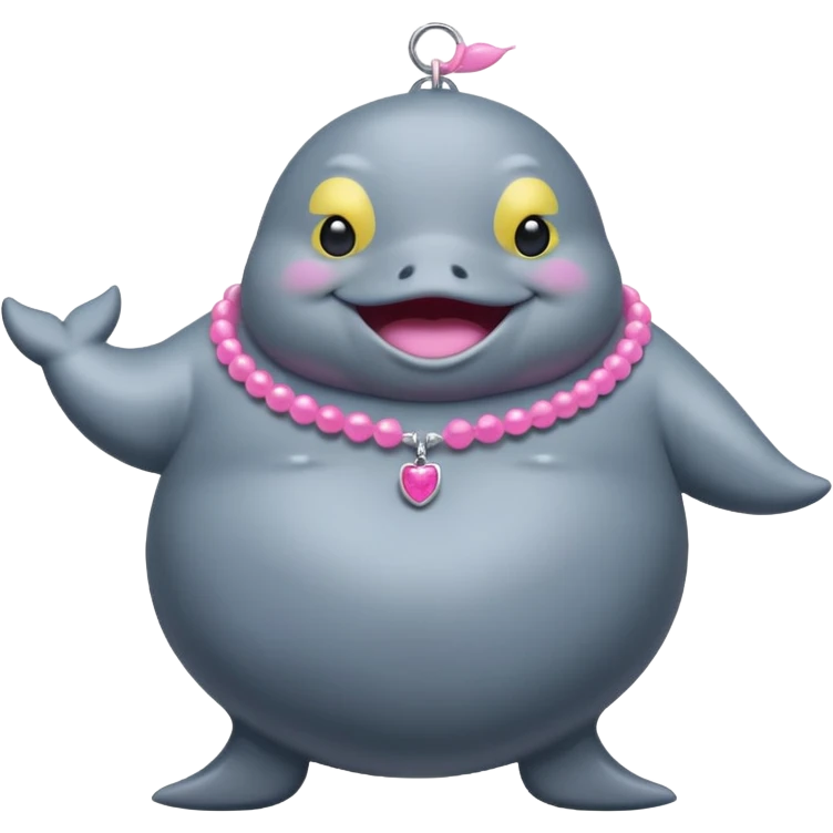 dancing fat whale with pink necklace emoji