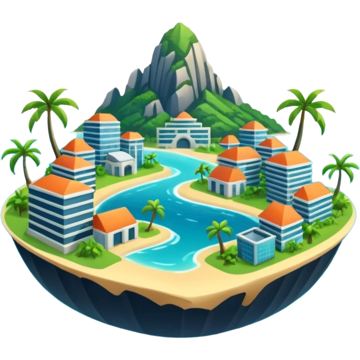 advanced modern island with advanced infrastructure emoji
