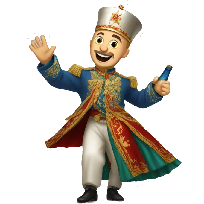 Russian Czar dancing with bottle emoji