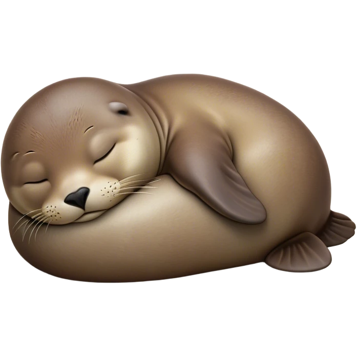 Meme-Worthy cute Sleeping Seal Portrait Emoji, Head resting peacefully with a contented smile, showcasing a luxuriously smooth, glossy form and eyes gently closed in serene slumber, Simplified yet hilariously adorable features, highly detailed, glowing with a soft, drowsy ocean light, high shine, relaxed and utterly lovable, stylized with an air of playful laziness, bright and heartwarming, soft glowing outline, capturing the essence of a sleeping seal that feels destined to become the next viral sensation of adorable rest! emoji