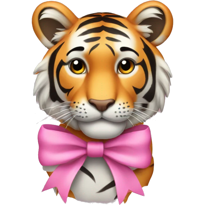 Tiger with a pink bow emoji