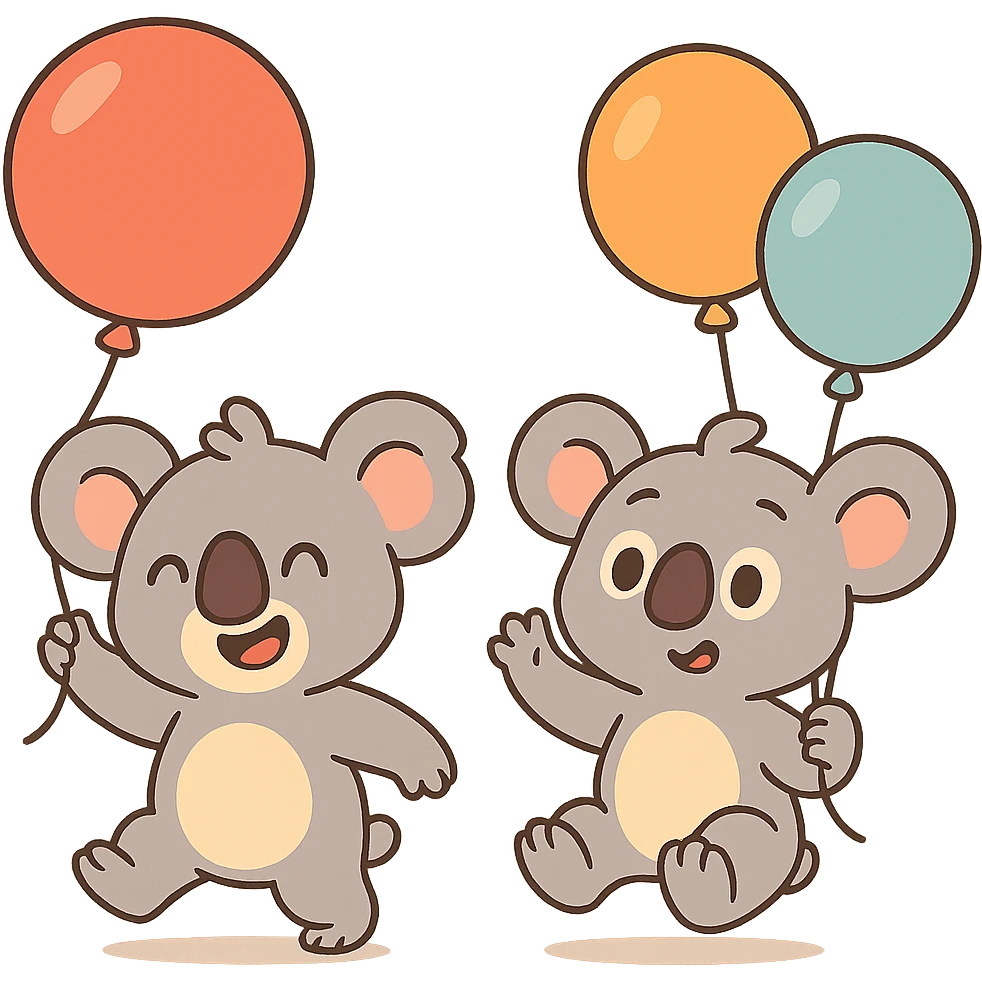koala babies holding balloons emoji