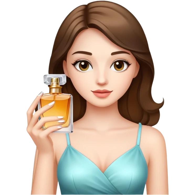 A pretty girl holding perfume  emoji