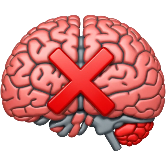 Combine the brains with the red x (disapproval) emoji emoji