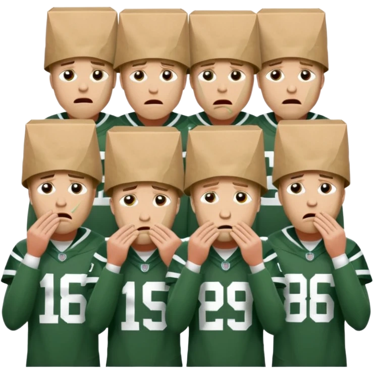 New York Jets being cry babies with tears with paper bags on their heads emoji