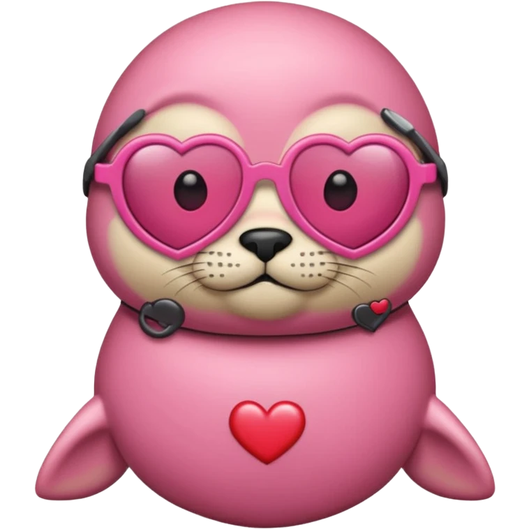 a pink seal wearing heart sunglasses  emoji