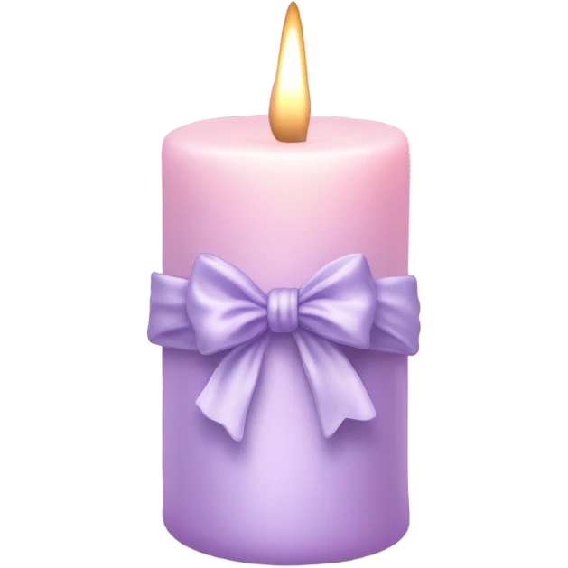 A pastel pink candle wrapped with a delicate lavender satin bow, glowing softly. emoji