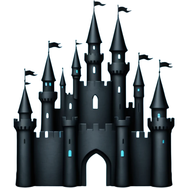iOS emoji, minimal dark fantasy, black castle silhouette, flat emoji