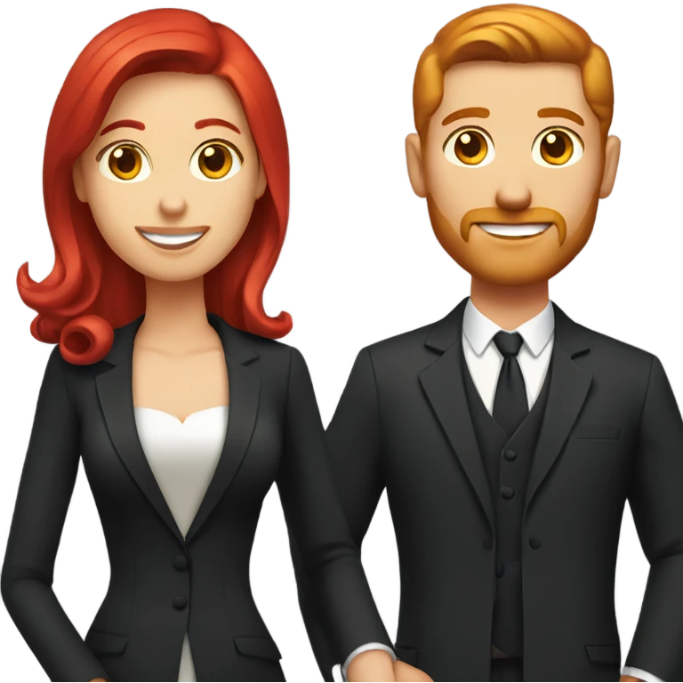 outdoor couple in formal attire red head male emoji