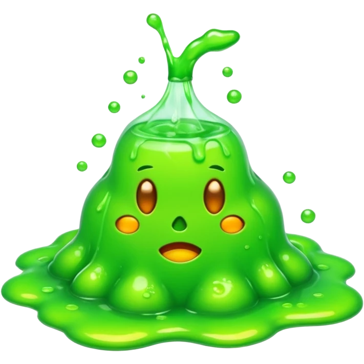3D render of Green Ooze Puddle, toxic waste aesthetic, neon green bubbling liquid, caution yellow metal, industrial warning texture, Apple emoji style, isolated on white background --v 6.0 emoji