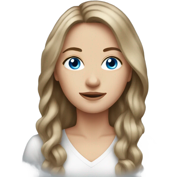 White woman. Long BROWN hair. Blue eyes emoji
