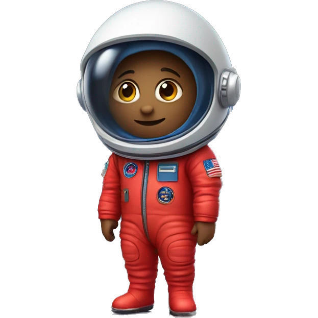 full body tiny person in a red spacesuit with no visible arms or face with blue visor and two legs emoji