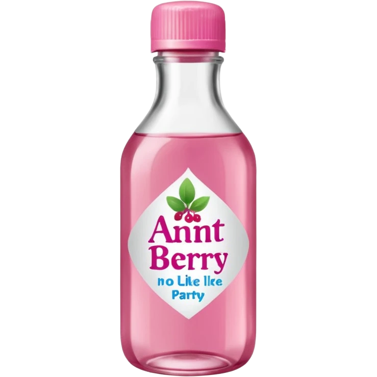 realistic Johnson and Johnson style bottle pink cap pink logo clear bottle with aint no party like a berry party written on the logo with diddy oil and a berry on top bottle emoji