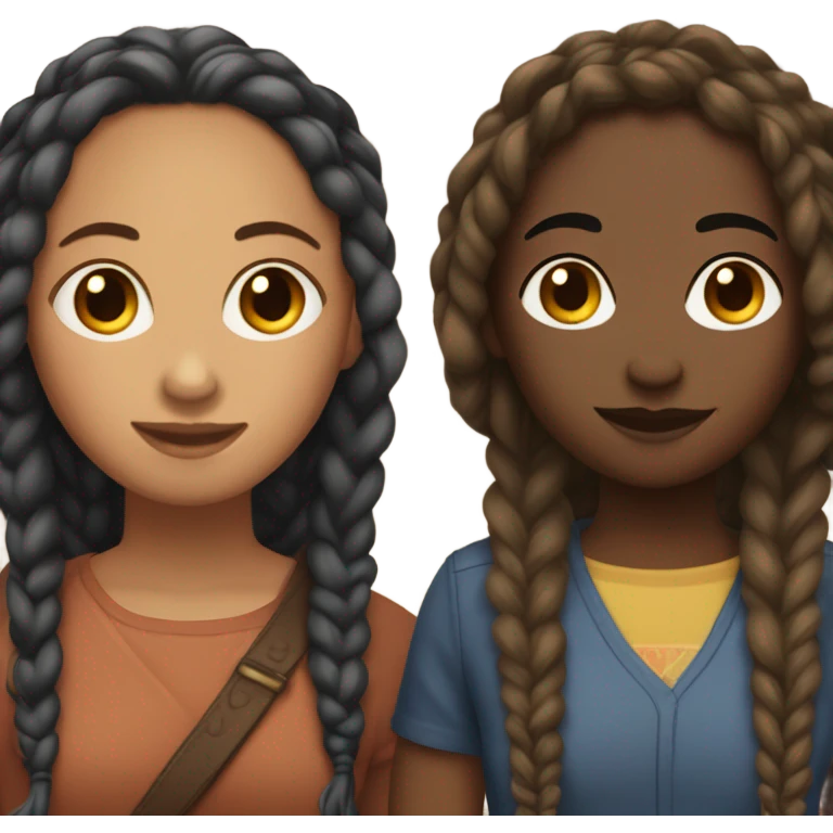 Create a lesbian couple. One brownskin with locs and the other lightskin with braids emoji