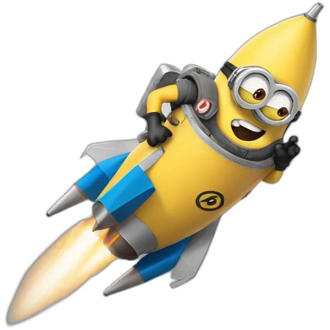 minion riding on a rocket laughs loudly emoji