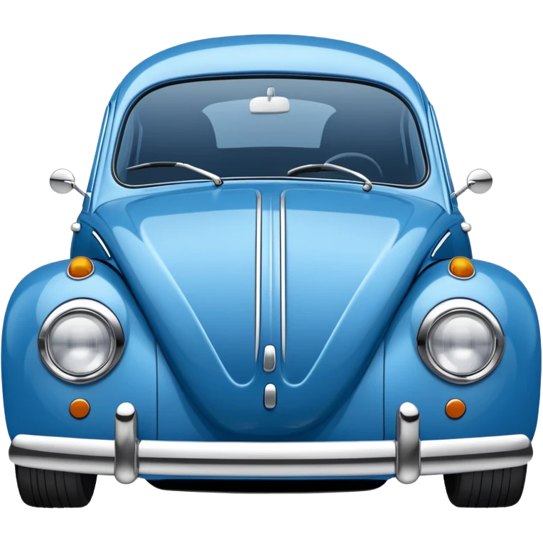 blue oval Fusca car front view emoji