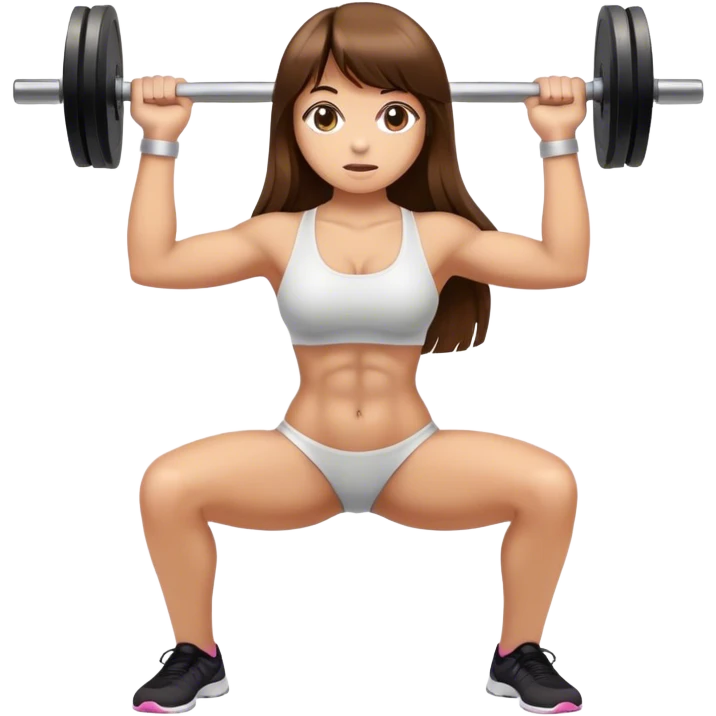 Tan girl with long brown hair and bangs lifting weights biggger butt emoji