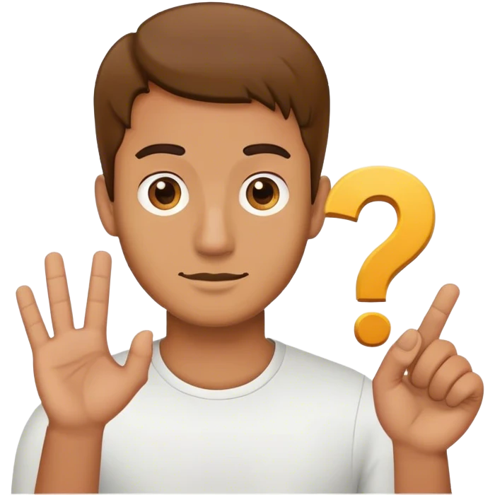 The guy holds a question mark in his hand emoji