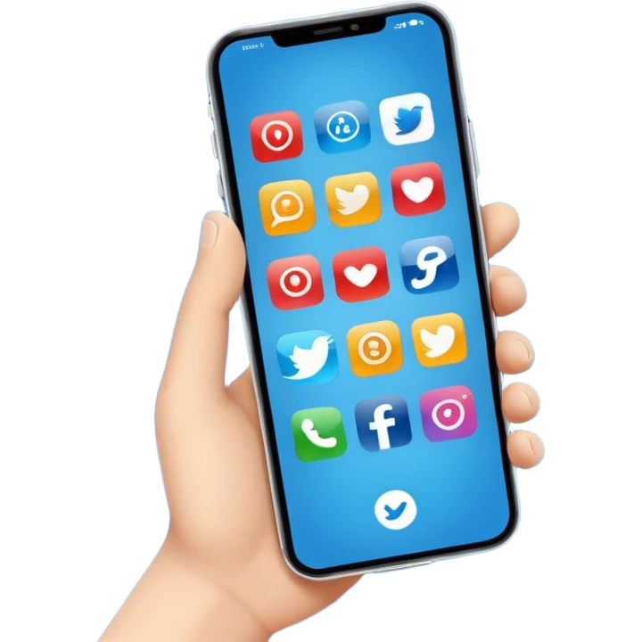 Ads on phone blue colors social media emoji