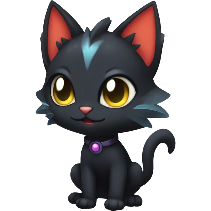 Cool Cute Edgy Black Dark Chibi Cat-Noibat-Noivern-Litten-Fakémon-hybrid emoji