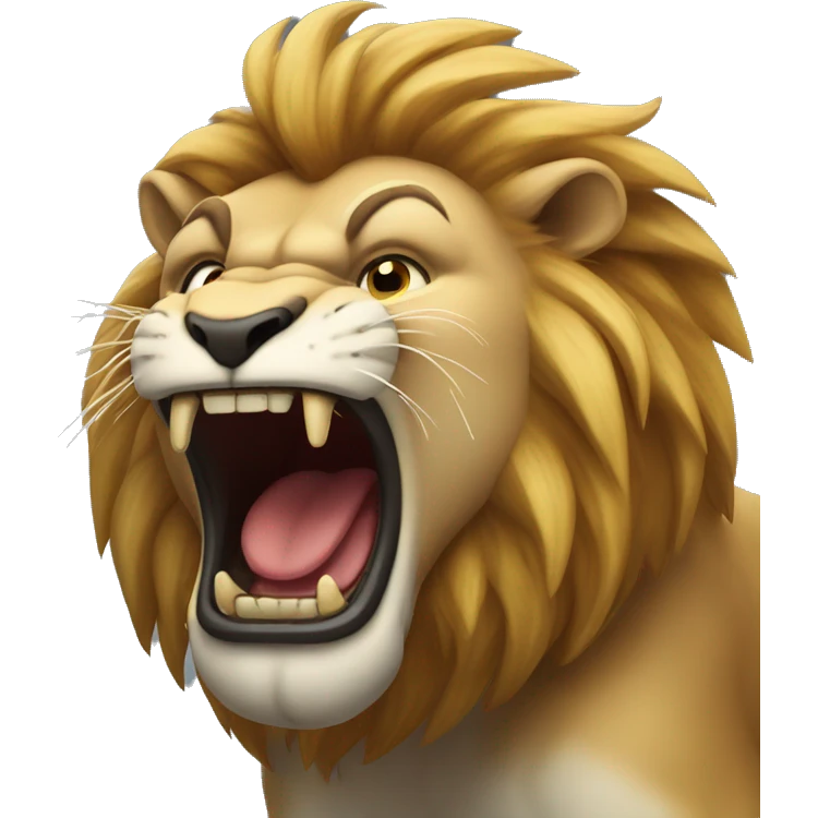 Angry lion roars wriggling his head emoji