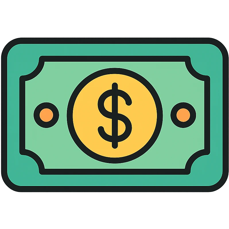 dollar bill icon with color outline emoji