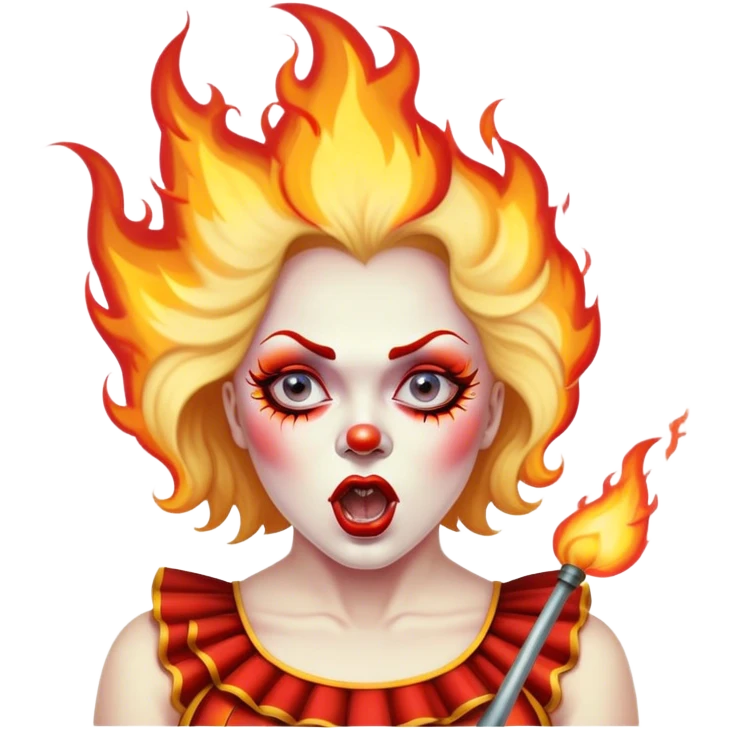 Vintage circus performer spitting fire emoji