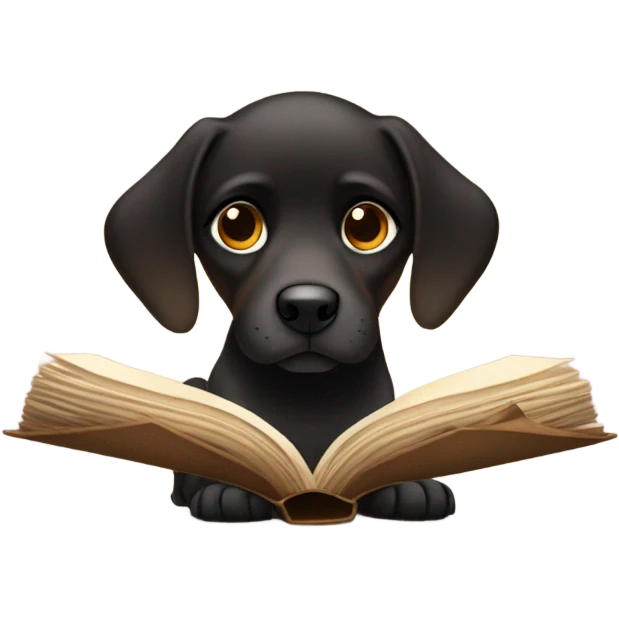 Black and brown dog reading a book emoji
