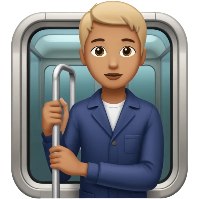 Rider holding grab bar,Metro Riders, inside metro train, no transparent, with background,full image , negative transparent. emoji
