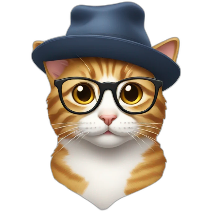 cat with glasses and hat emoji