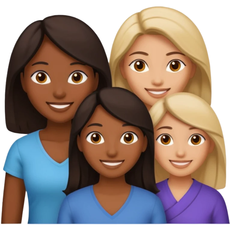 a group of 3 women, one is black, one is asian, one is indian emoji