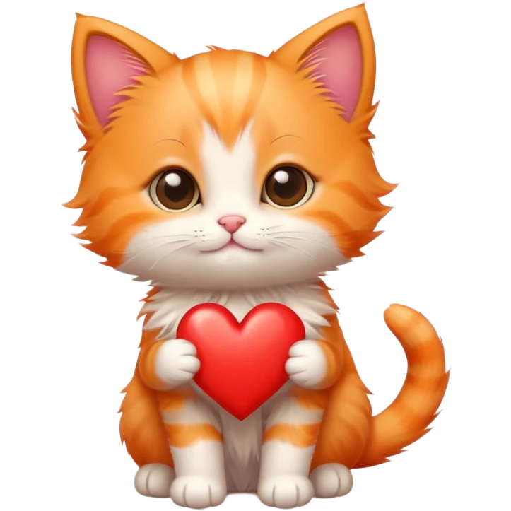 cute little orange kitten with a heart emoji