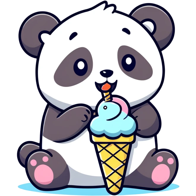 Panda eating ice cream emoji
