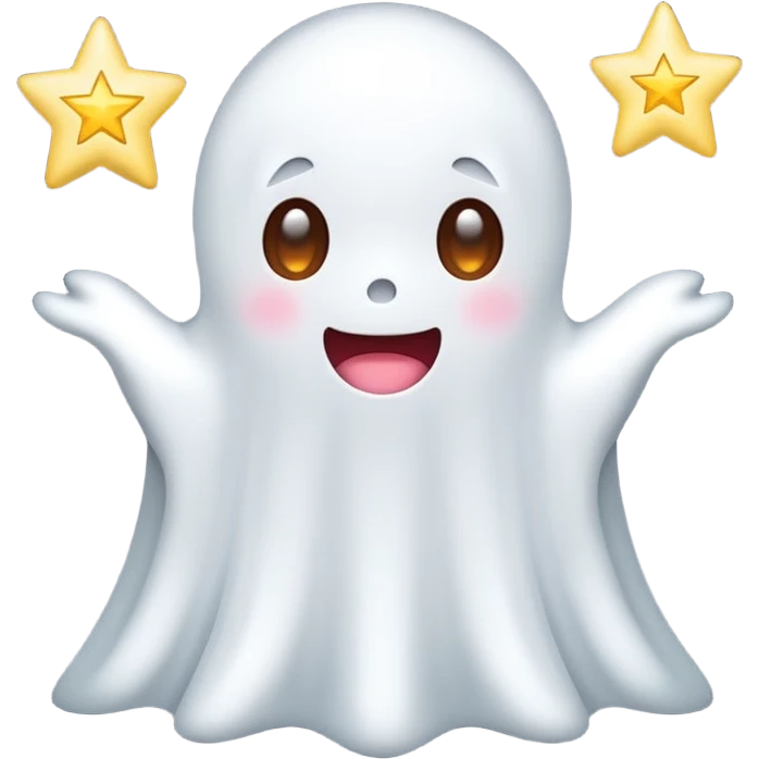 ghost kawai star white emoji
