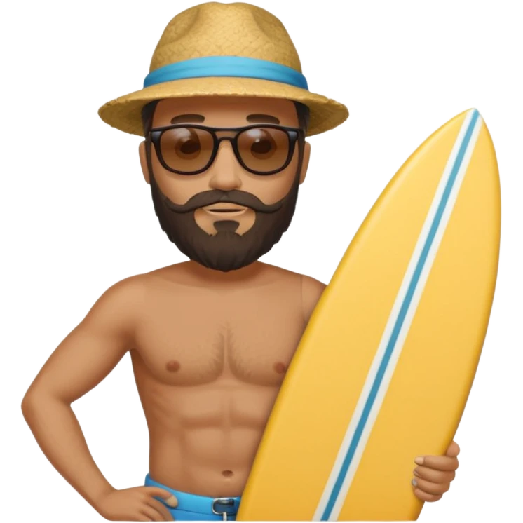 bearded man holding surfboard emoji