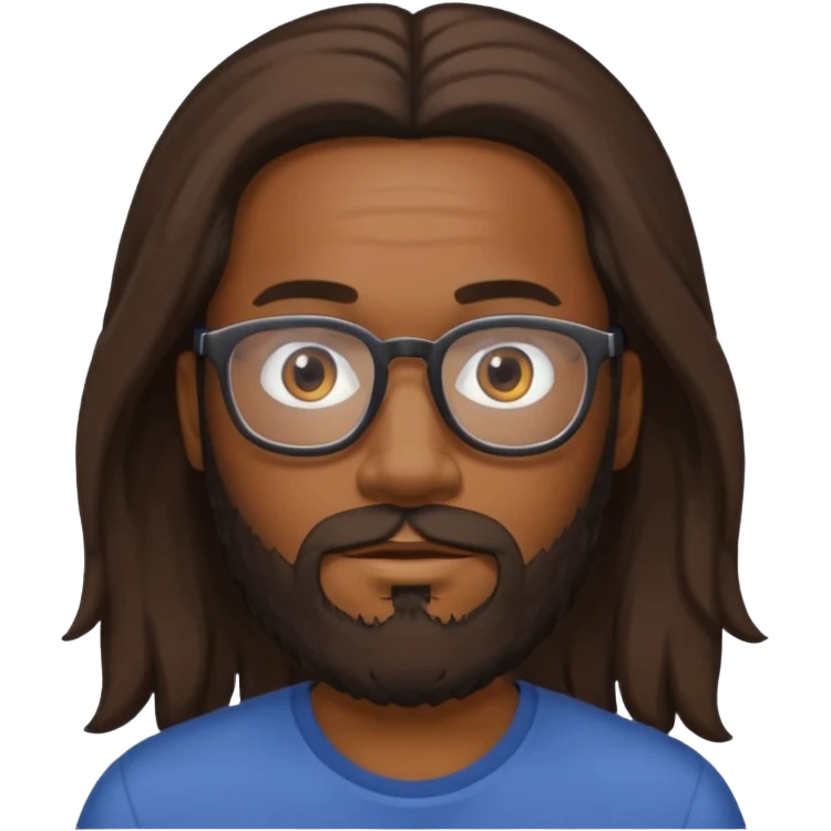 bearded long haired  black man with eyeglasses emoji