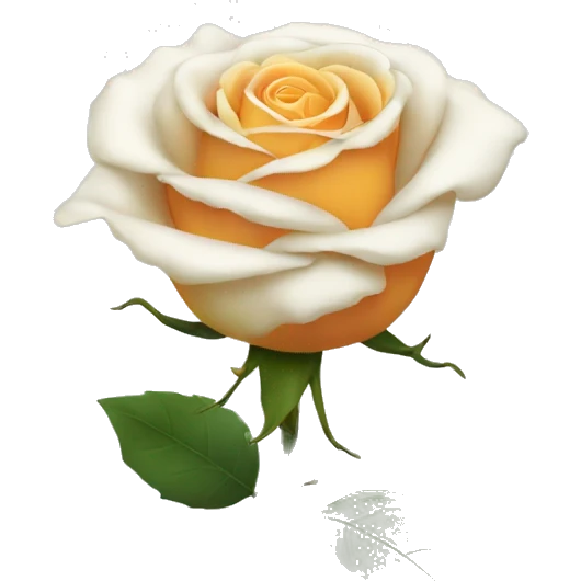 White rose with yellow eyes and orange hair and a black stem and arms emoji