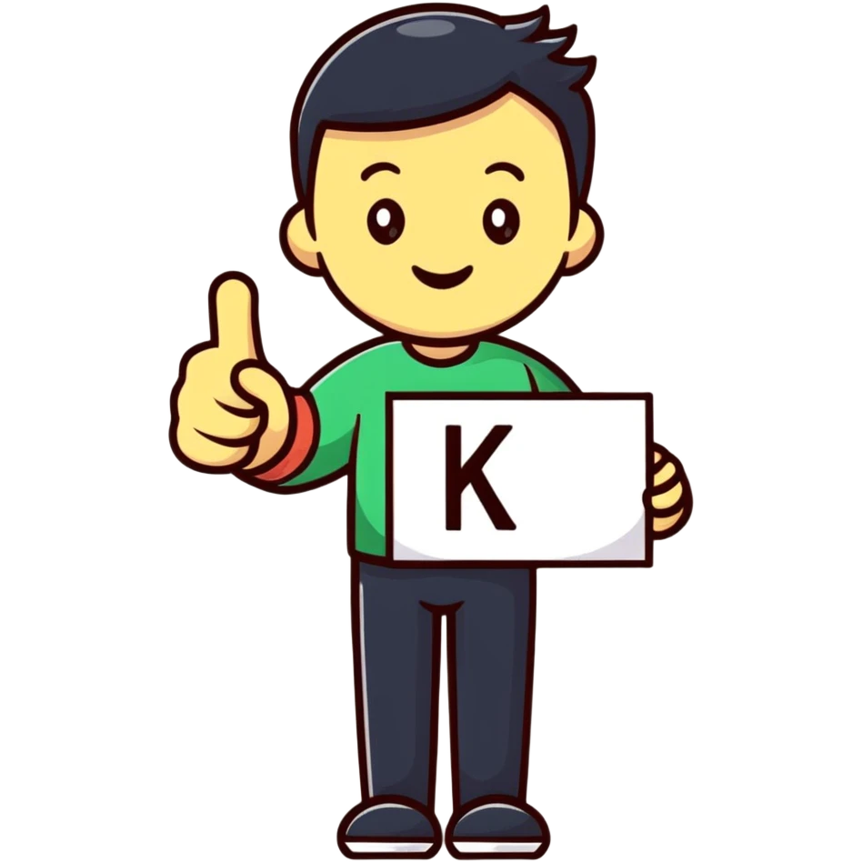 Friendly cartoon character holding an introduction sign emoji