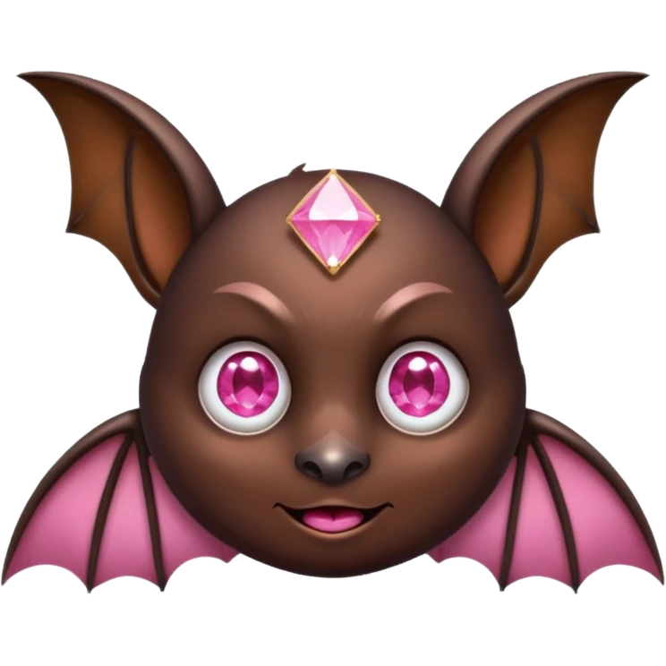 a normal bat witha pink diamond in its forhead, the full bat with his body, the diamond only in the forhead, forhaed not body emoji