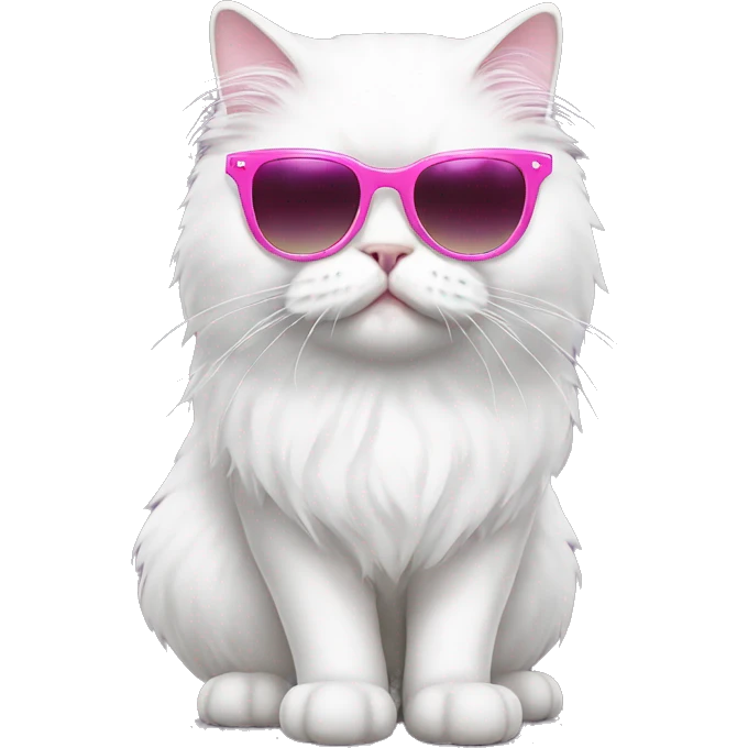 White persian cat with pink sunglasses emoji