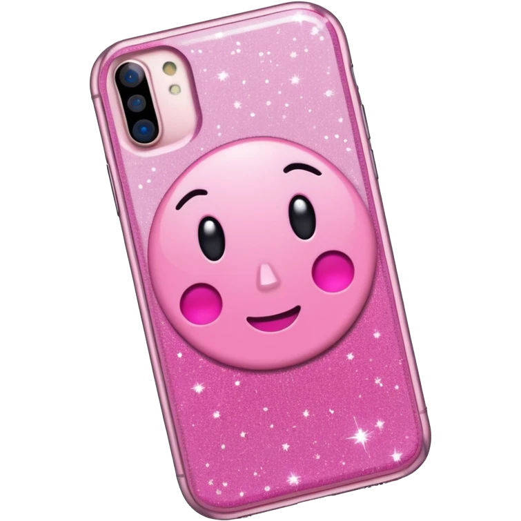 Iphone 16 plus pink with glitery phone case emoji