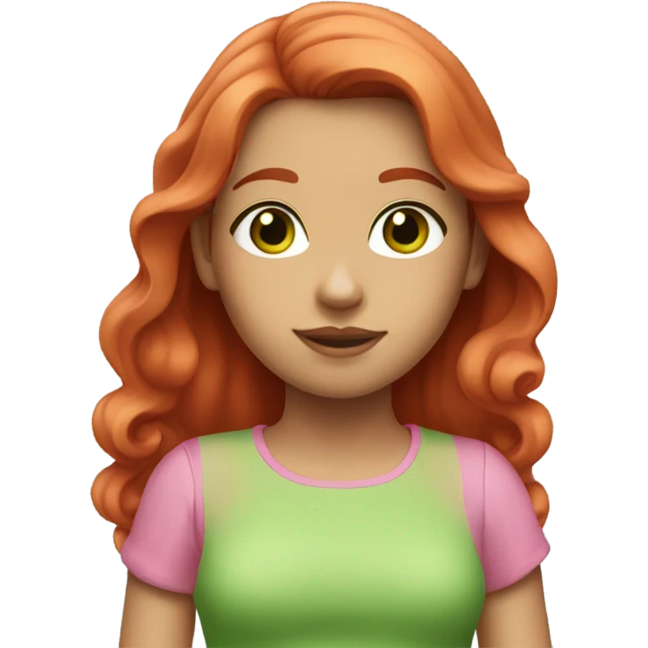 A red-haired girl with green eyes in pink clothes emoji