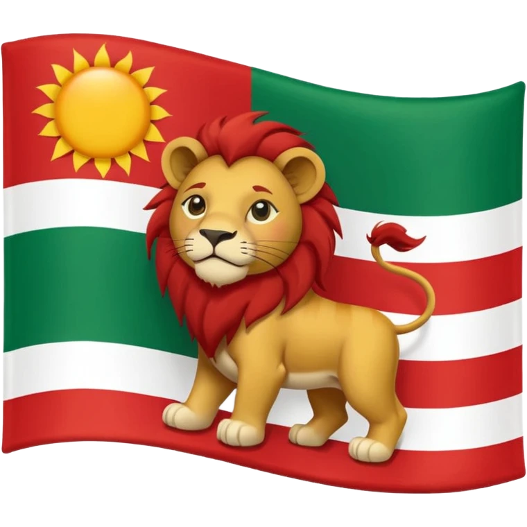 Small Lion and sun logo at the middle of flag in the red white and green flag(up to down ) emoji
